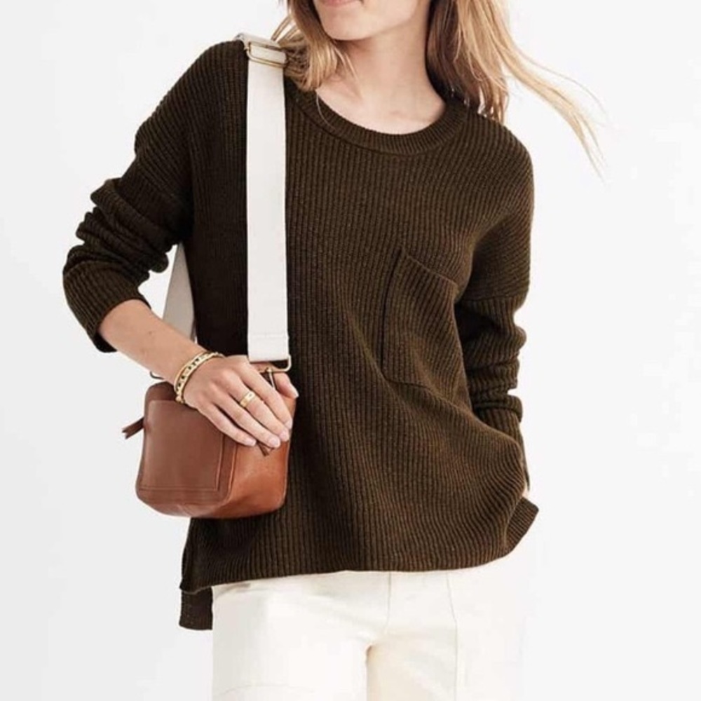 Madewell Olive Ribbed Sweater XXS